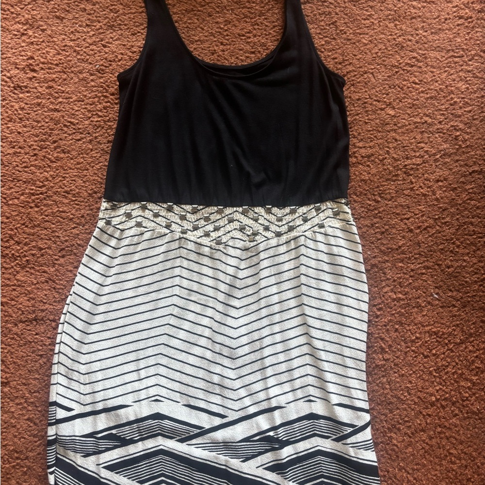 Silence + Noise Black and White Sleeveless Mini Dress
